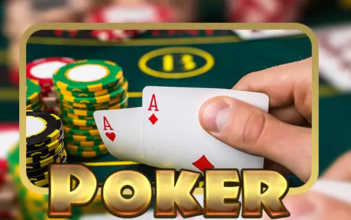 A digital poker table with cards and chips, symbolizing online poker games at PHWIN Casino.